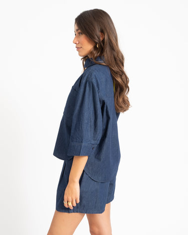 Debby Breeze Chambray Shirt Donker Blauw Denim - Things I Like Things I Love