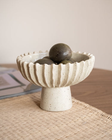 Deco Bowl on Foot Ceramic Speckled - Things I Like Things I Love