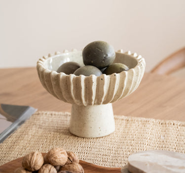 Deco Bowl on Foot Ceramic Speckled - Things I Like Things I Love