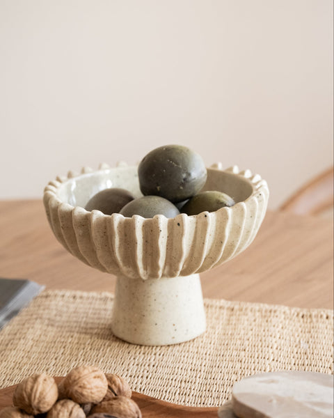 Deco Bowl on Foot Ceramic Speckled