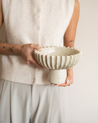 Deco Bowl on Foot Ceramic Speckled - Things I Like Things I Love