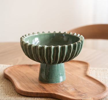 Deco Bowl on Foot Speckled Green - Things I Like Things I Love
