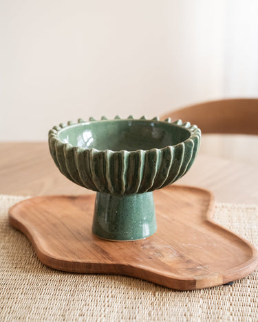 Deco Bowl on Foot Speckled Green - Things I Like Things I Love
