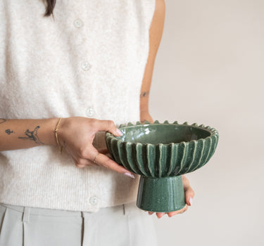 Deco Bowl on Foot Speckled Green - Things I Like Things I Love