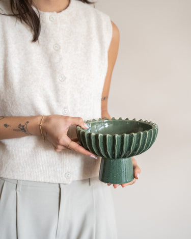 Deco Bowl on Foot Speckled Green - Things I Like Things I Love