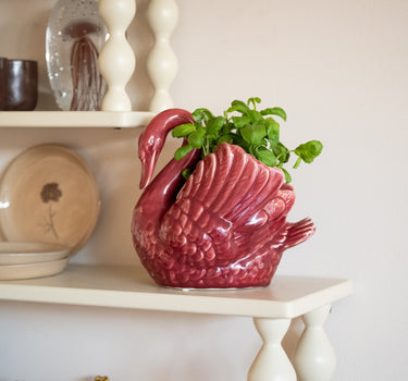 Deco Planter Swan Burgundy - Things I Like Things I Love