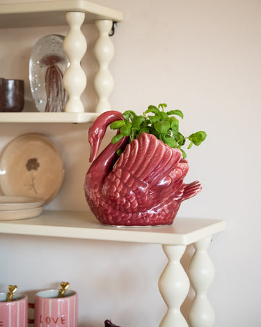 Deco Planter Swan Burgundy - Things I Like Things I Love