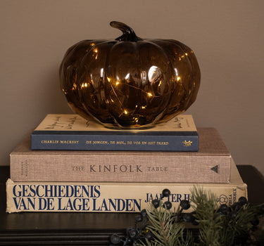 Deco Pumpkin Led Glass Brown - Things I Like Things I Love