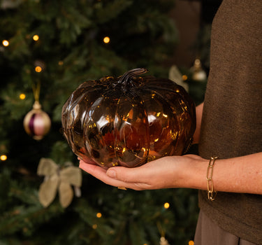 Deco Pumpkin Led Glass Brown - Things I Like Things I Love