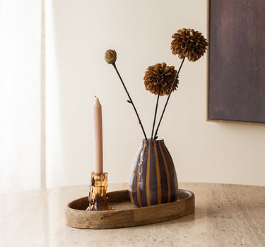 Deco Vaas Noah Gestreept Aubergine - Things I Like Things I Love
