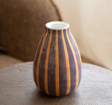 Deco Vaas Noah Gestreept Aubergine - Things I Like Things I Love
