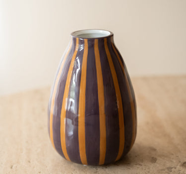 Deco Vaas Noah Gestreept Aubergine - Things I Like Things I Love