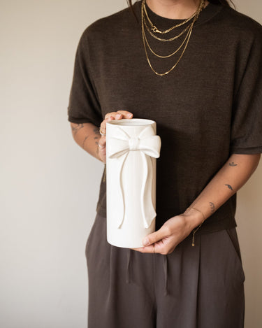 Deco Vase Bow Ivory - Medium - Things I Like Things I Love