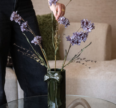 Deco Vase Bow Moss Green Medium - Things I Like Things I Love