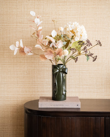 Deco Vase Bow Moss Green Medium - Things I Like Things I Love