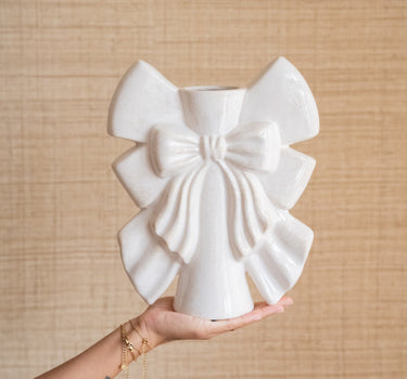 Deco Vase Bows Ivory - Things I Like Things I Love