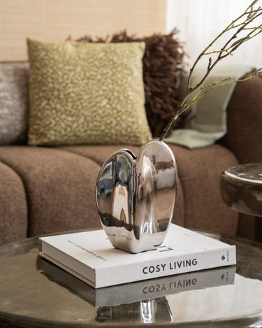 Deco Vase Heart Chrome