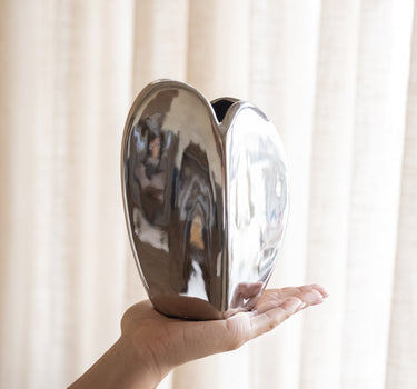 Deco Vase Heart Chrome - Things I Like Things I Love