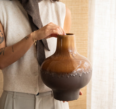 Deco Vase Jive Drip Brown - Things I Like Things I Love
