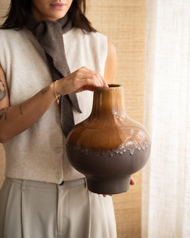 Deco Vase Jive Drip Brown - Things I Like Things I Love