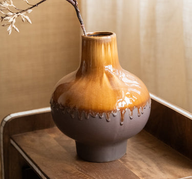 Deco Vase Jive Drip Brown - Things I Like Things I Love
