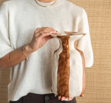 Deco Vase Larisa Ceramic Striped - Things I Like Things I Love