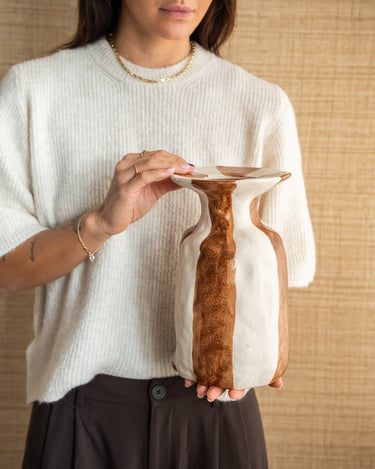 Deco Vase Larisa Ceramic Striped - Things I Like Things I Love