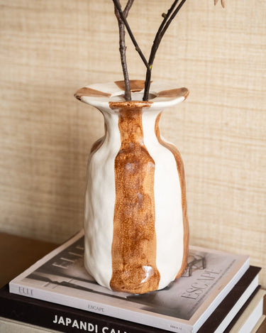 Deco Vase Larisa Ceramic Striped - Things I Like Things I Love