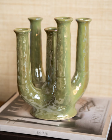 Deco Vase Leonjo Olive Green - Things I Like Things I Love