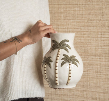 Deco Vase Palm Trees Ceramic - Things I Like Things I Love