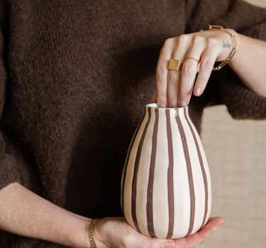 Deco Vase Stripe Brown - Things I Like Things I Love