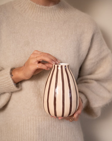 Deco Vase Stripe Brown - Things I Like Things I Love