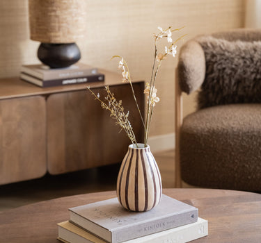 Deco Vase Stripe Brown - Things I Like Things I Love