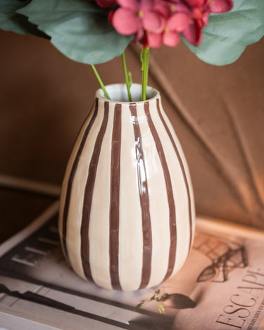 Deco Vase Stripe Brown - Things I Like Things I Love