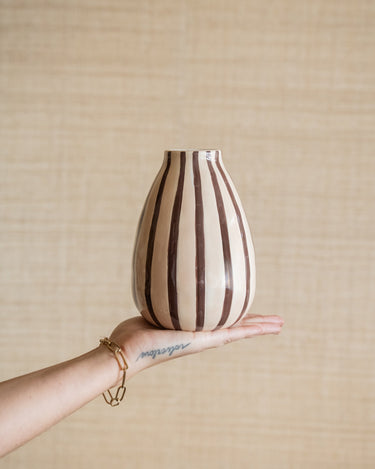 Deco Vase Stripe Brown - Things I Like Things I Love