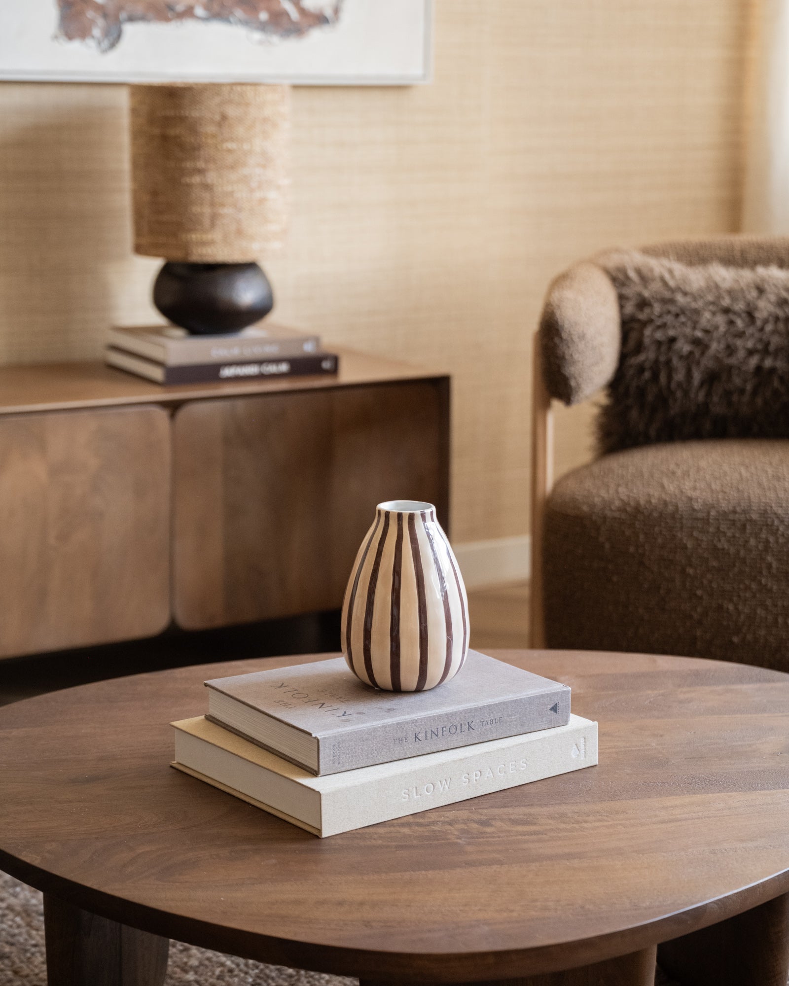 Deco Vaas Stripe Bruin