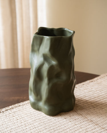 Deco Vase Wavy Moss Green - Things I Like Things I Love