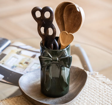 Deco Vase/Cutlery Jar Bow Moss Green - Small - Things I Like Things I Love