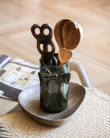 Deco Vase/Cutlery Jar Bow Moss Green - Small - Things I Like Things I Love