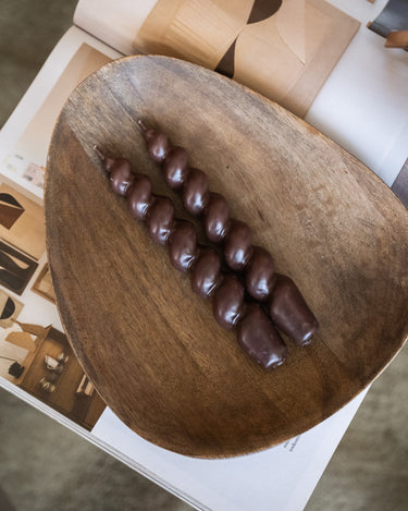 Dinner Candle Swirl Brown/Ivory Matt 1PC - Things I Like Things I Love