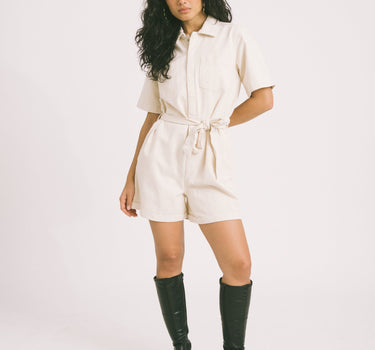 Dora Nara Denim Playsuit Off - White Denim - Things I Like Things I Love