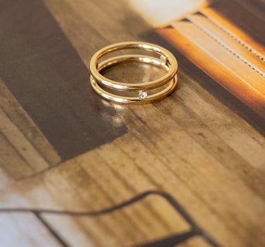 Double Ring Zirkonia Gold - Things I Like Things I Love