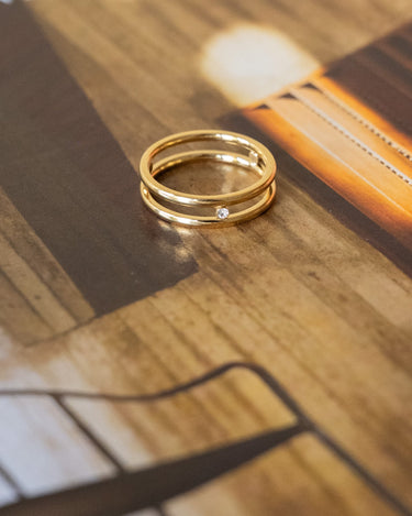 Double Ring Zirkonia Gold - Things I Like Things I Love