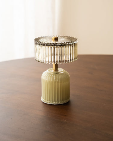Draadloze Tafellamp Ribbel Glas Groen - Things I Like Things I Love