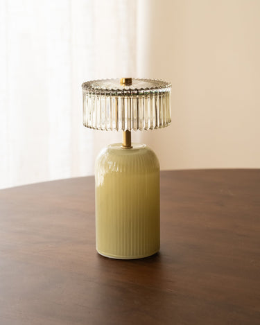 Draadloze Tafellamp Ribbel Glas Groen - Things I Like Things I Love