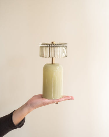 Draadloze Tafellamp Ribbel Glas Groen - Things I Like Things I Love
