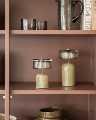 Draadloze Tafellamp Ribbel Glas Groen - Things I Like Things I Love