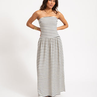 Dropped Waist Bandeau Dress Wit - Things I Like Things I Love