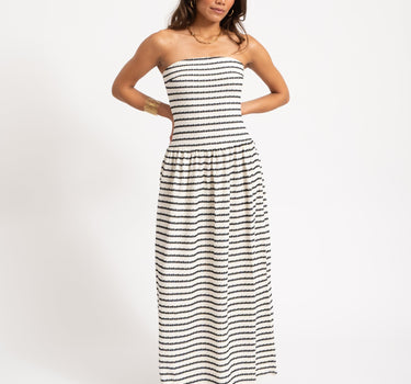 Dropped Waist Bandeau Dress Wit - Things I Like Things I Love