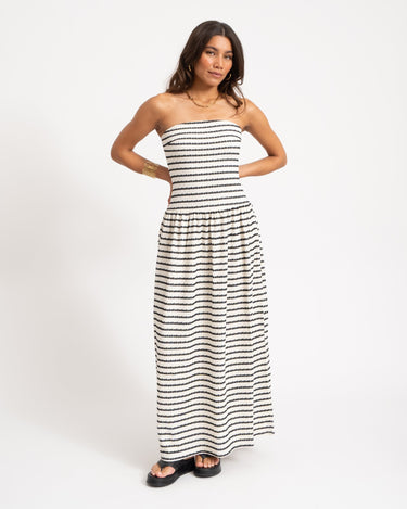 Dropped Waist Bandeau Dress Wit - Things I Like Things I Love